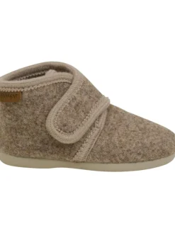 Kinder Hausschuh "Slippers Wool Hook and Loop" in Braun