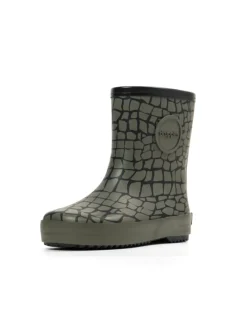 Kinderstiefel Nature Krokodil in oliv/schwarz