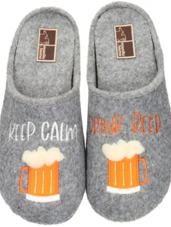 Klassische Hausschuhe in grau