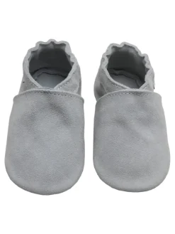 Kleinkindschuhe aus Babyleder, bequeme rutschfeste Sohle - hellgrau