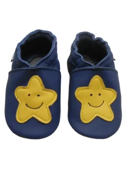 Königsblaue Baby-Leder-Laufschuhe, mit rutschfester Sohle - gelbem Sternenmuster