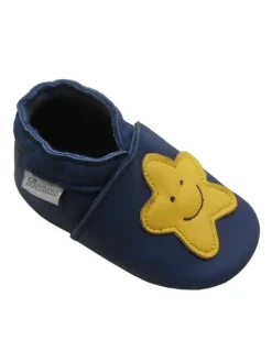 Königsblaue Baby-Leder-Laufschuhe, mit rutschfester Sohle - gelbem Sternenmuster