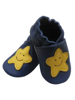 Königsblaue Baby-Leder-Laufschuhe, mit rutschfester Sohle - gelbem Sternenmuster