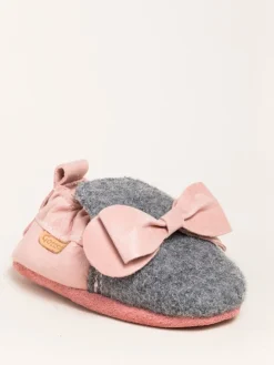 Krabbelschuhe Bow in grau