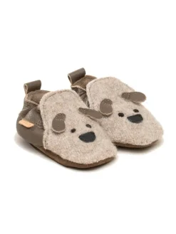 Krabbelschuhe Dog Face in beige