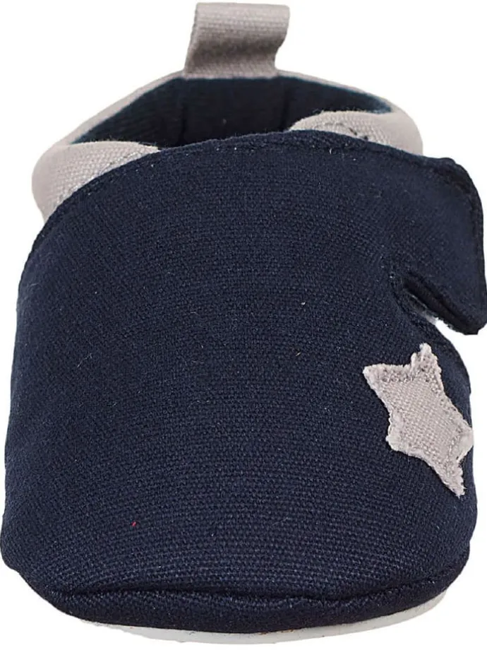 Krabbelschuhe in Dunkelblau/ Beige