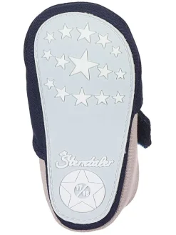 Krabbelschuhe in Dunkelblau/ Beige