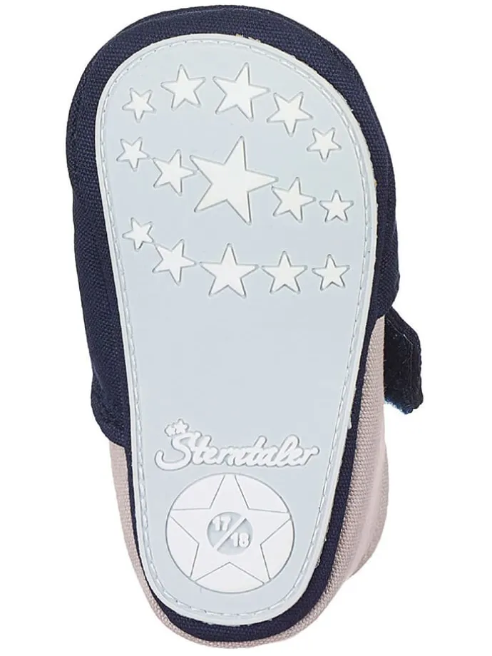 Krabbelschuhe in Dunkelblau/ Beige