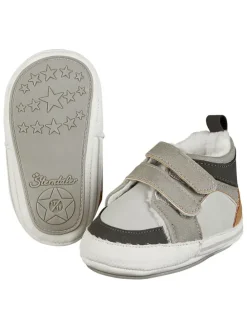 Krabbelschuhe in Grau/ Schwarz