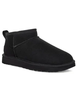 Lammfell-Ankle-Boots in Schwarz