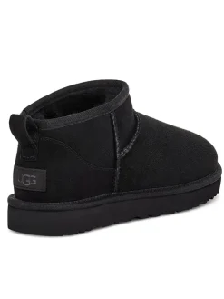 Lammfell-Ankle-Boots in Schwarz