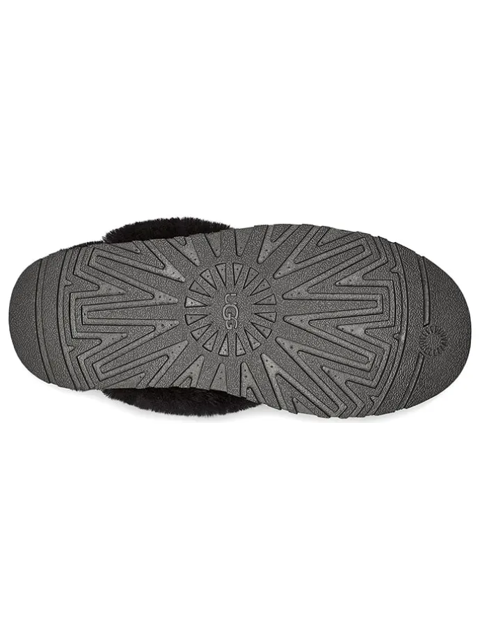 Lammfell-Hausschuhe "Disquette" in Schwarz