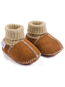 Lammfell-Hausschuhe in Hellbraun