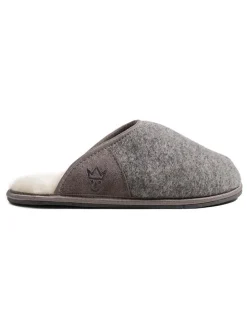 Lammfell-Pantoletten "Cosy Filz" in Grau