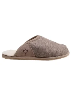 Lammfell-Pantoletten "Cosy Filz" in Braun