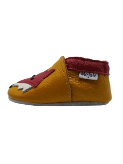 Leder Babyschuhe mit rotem Fuchsmuster, rutschfeste Sohle, sandfarben