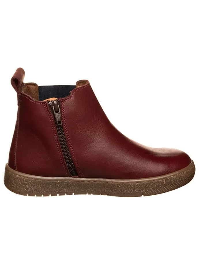 Leder Chelsea-Boots in Dunkelrot