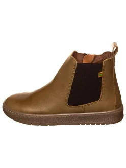 Leder Chelsea-Boots in Oliv
