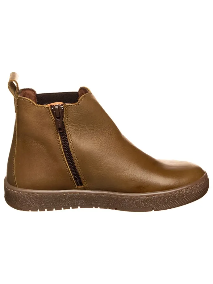 Leder Chelsea-Boots in Oliv