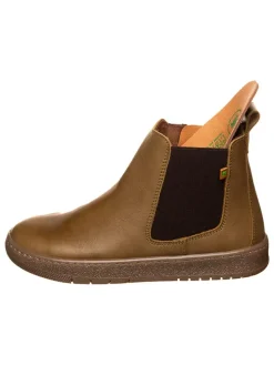 Leder Chelsea-Boots in Oliv