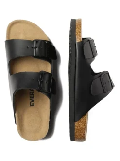 Leder Sandalen Duck in Schwarzes Leder
