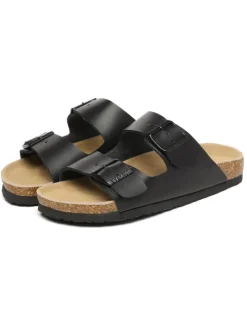 Leder Sandalen Duck in Schwarzes Leder