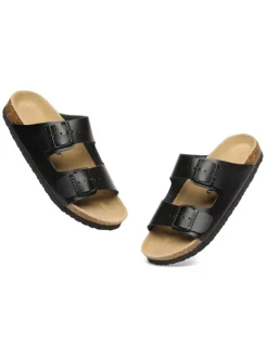 Leder Sandalen Duck in Schwarzes Leder