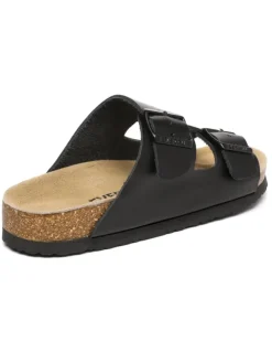 Leder Sandalen Duck in Schwarzes Leder