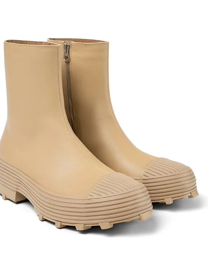 Leder-Ankle-Boots in Beige