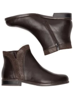 Leder-Ankle-Boots in Braun