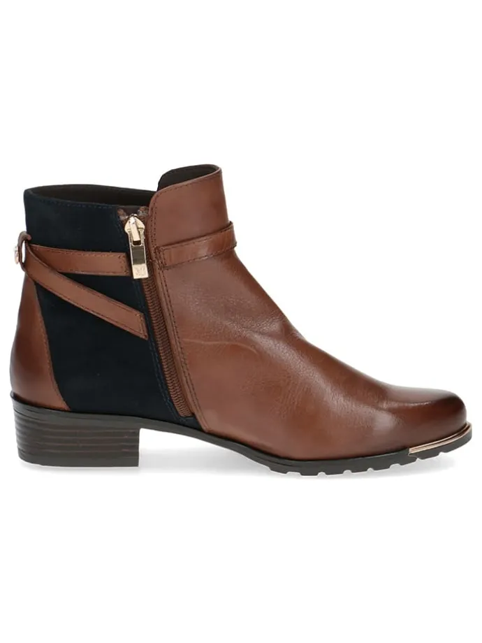 Leder-Ankle-Boots in Hellbraun