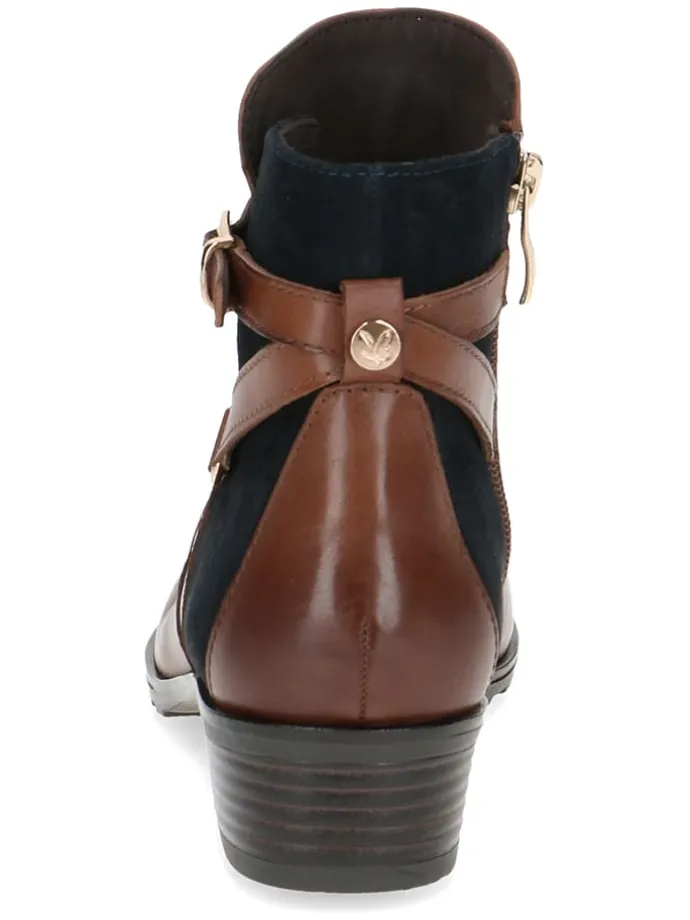 Leder-Ankle-Boots in Hellbraun