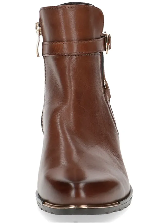 Leder-Ankle-Boots in Hellbraun