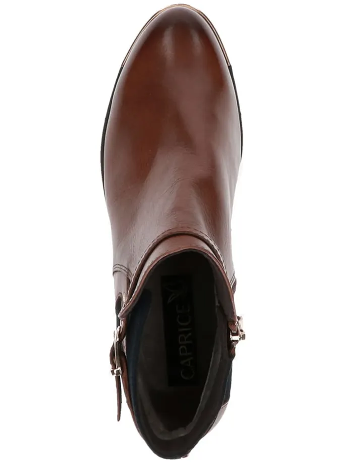 Leder-Ankle-Boots in Hellbraun