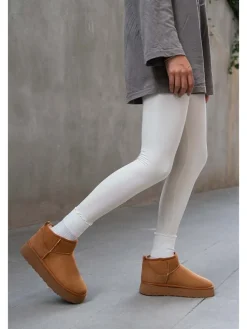 Leder-Ankle-Boots in Hellbraun