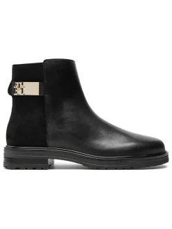 Leder-Ankle-Boots in Schwarz