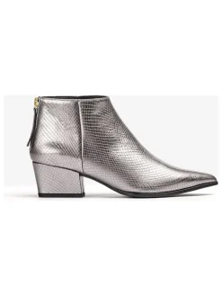 Leder-Ankle-Boots in Silber