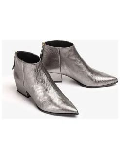 Leder-Ankle-Boots in Silber