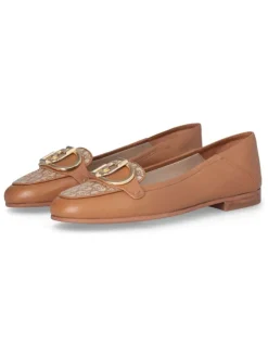 Leder-Ballerinas "Emel" in Hellbraun