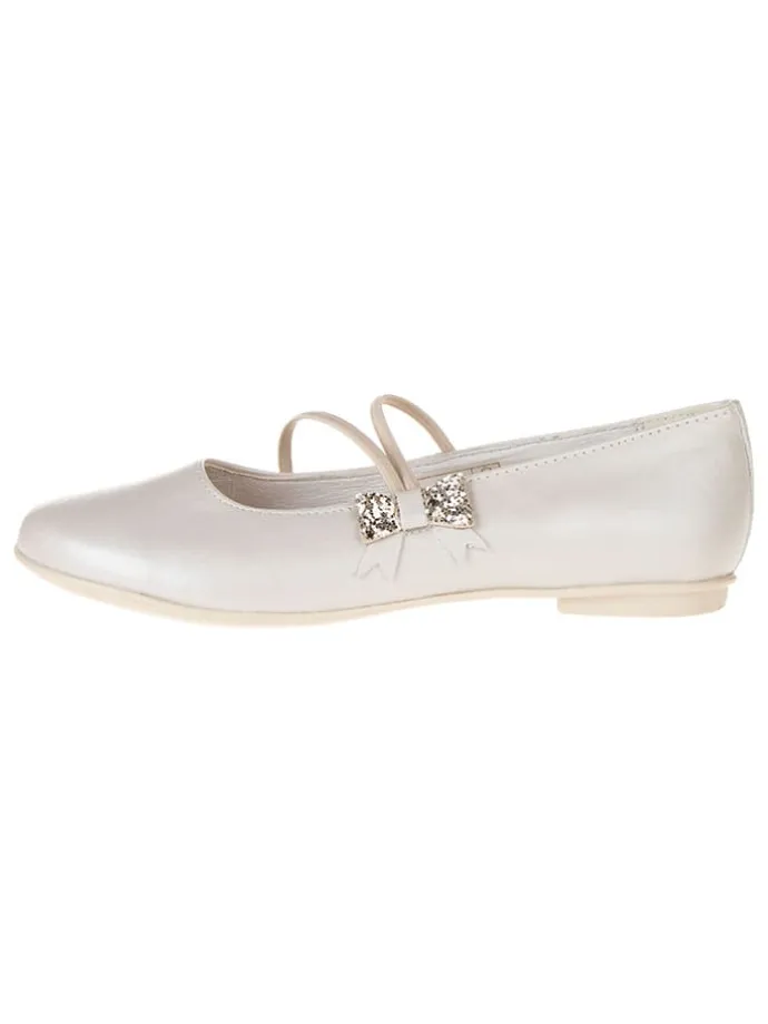 Leder-Ballerinas "Fantasy party" in Creme