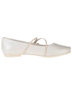Leder-Ballerinas "Fantasy party" in Creme