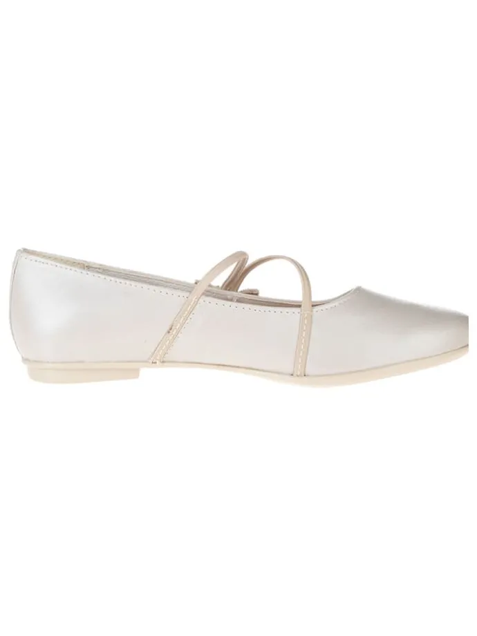 Leder-Ballerinas "Fantasy party" in Creme