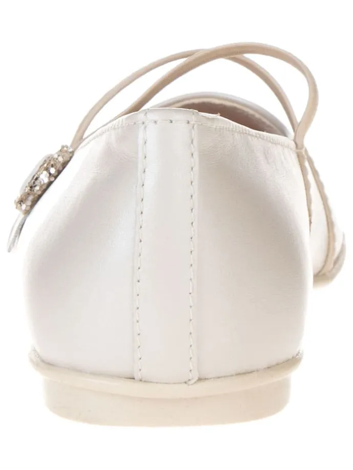 Leder-Ballerinas "Fantasy party" in Creme