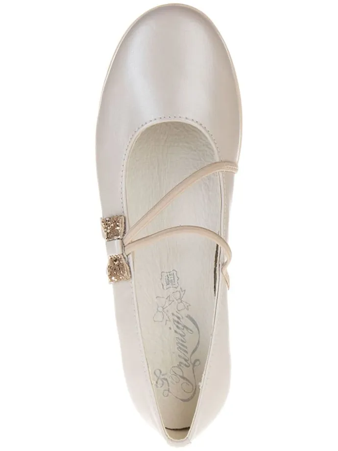Leder-Ballerinas "Fantasy party" in Creme