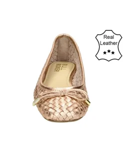 Leder-Ballerinas in Beige