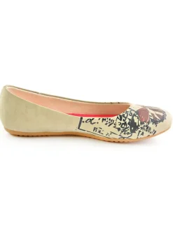 Leder-Ballerinas in Beige