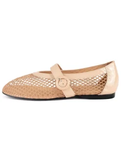 Leder-Ballerinas in Beige