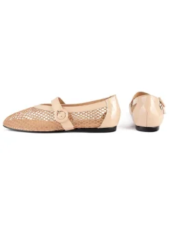 Leder-Ballerinas in Beige