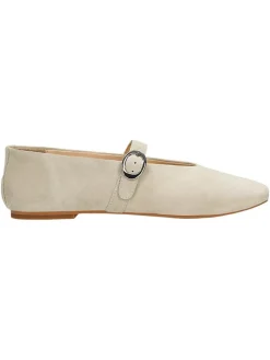Leder-Ballerinas in Beige