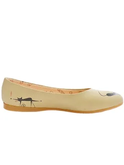 Leder-Ballerinas in Beige